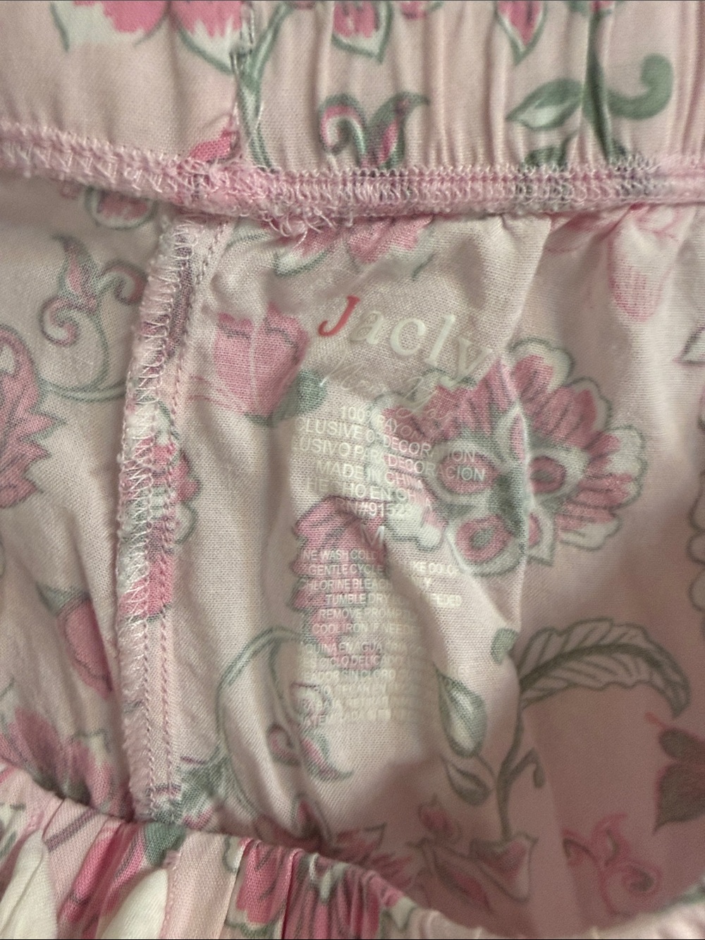 Pink Floral Ruffle Pajama Shorts with Drawstring - Picture 3 of 3